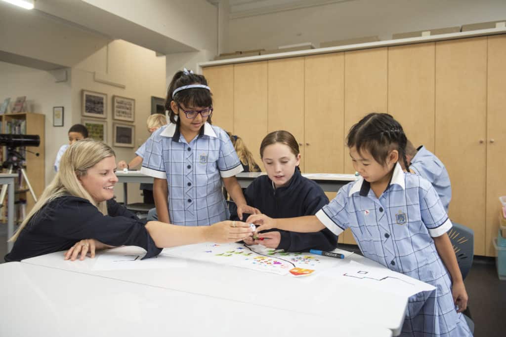 Primary students engaging in art at Malvern Campus, Caulfield Grammar School