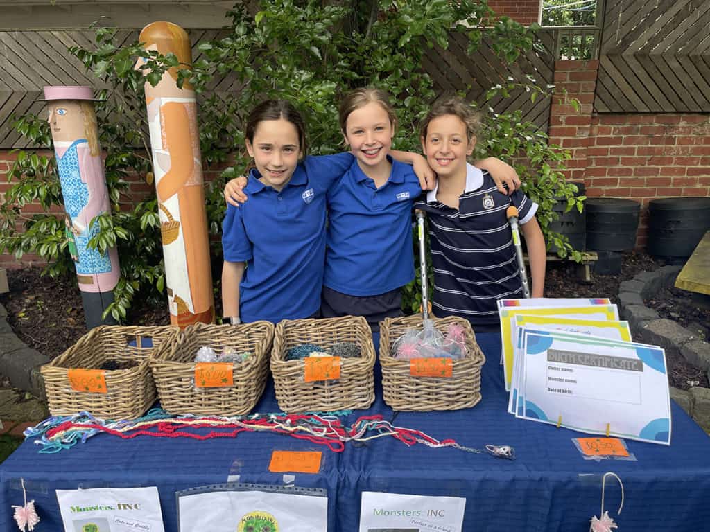 Junior School students selling their decorations at their Malvern Campus Makers Market 2022