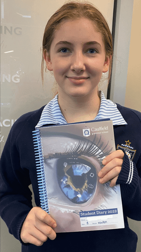 2022 Secondary School diary cover winner Alexandra
