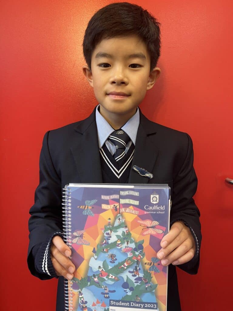 Luca Han, Year 6 at Wheelers Hill Junior, winner of the Junior School Student Diary cover 2023.