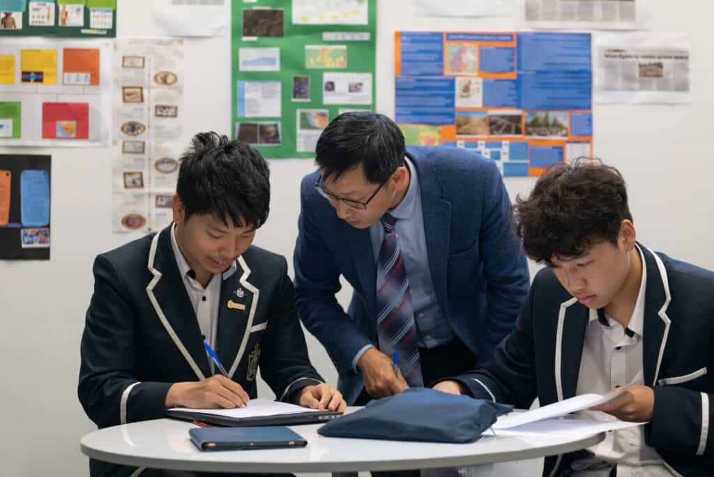 High school students learning in the class room