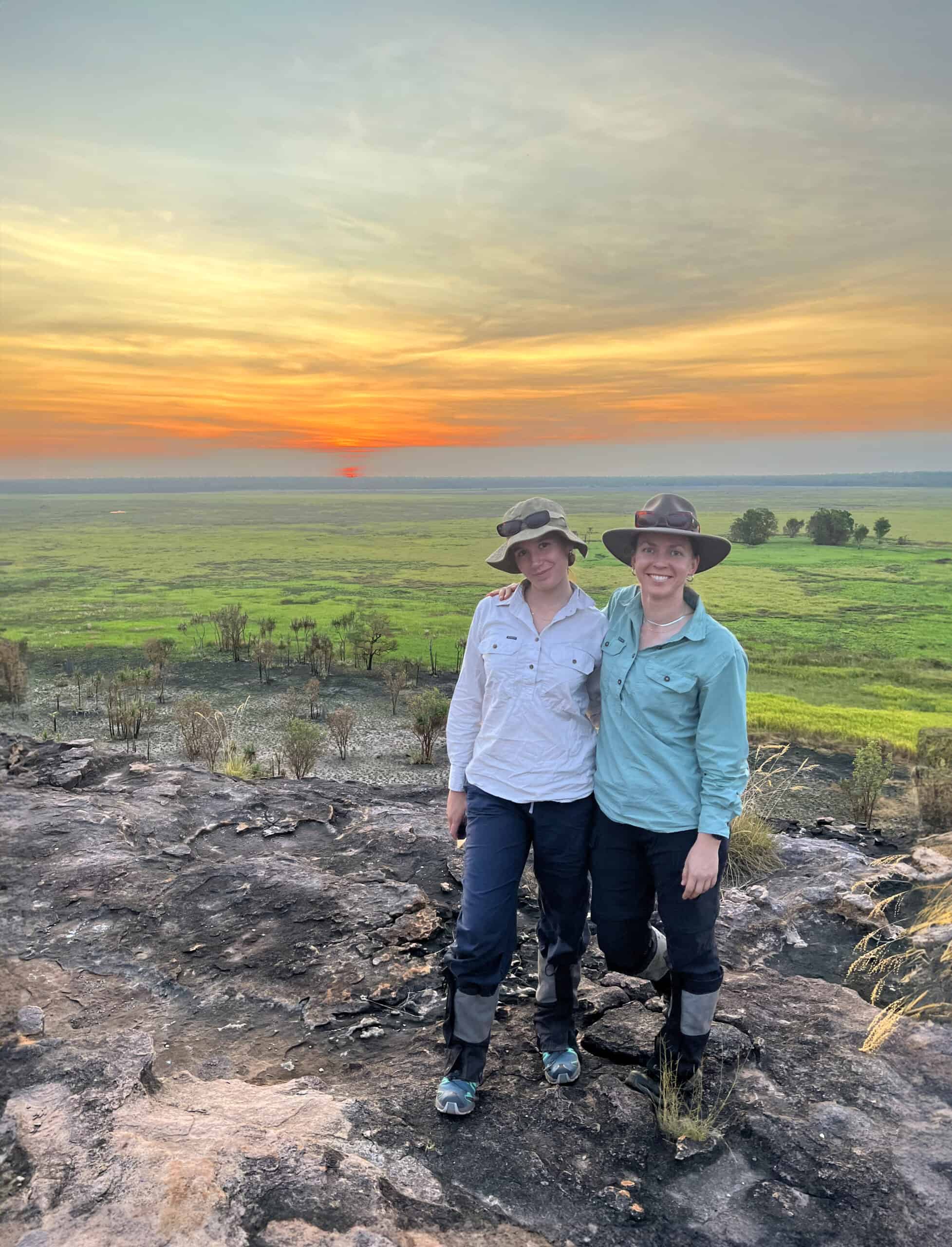 Tara Bennett, Kakadu Program Trainee (Left) and Sasha Byrnes, Remote Programs Teacher, at Ubirr, Kakadu NT